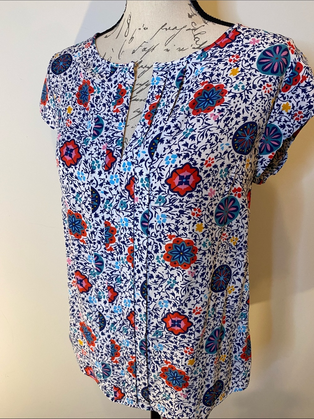 Mosaic floral Medallion Top with cap sleeves Multicolored Boden